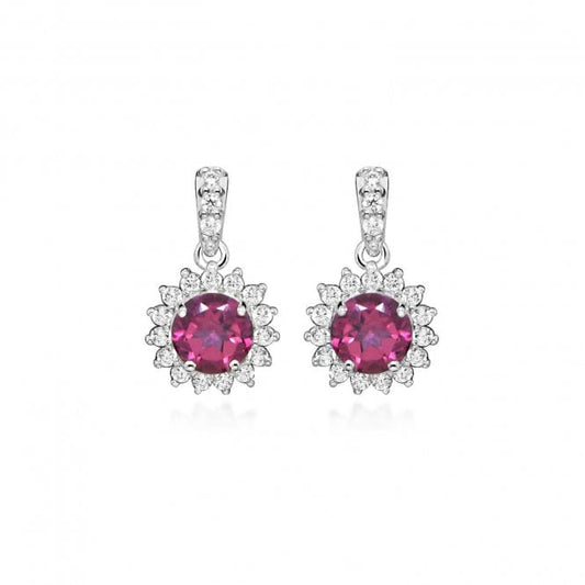 Hope Round Pink Topaz Drop Earrings