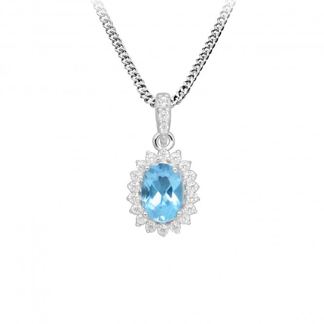 Hope Oval Blue Topaz Pendant Necklace