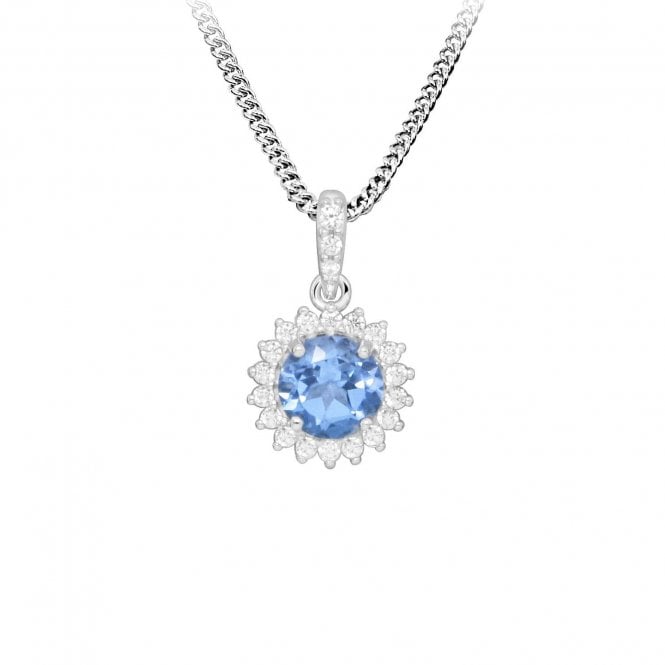 Hope Round Blue Topaz Pendant Necklace