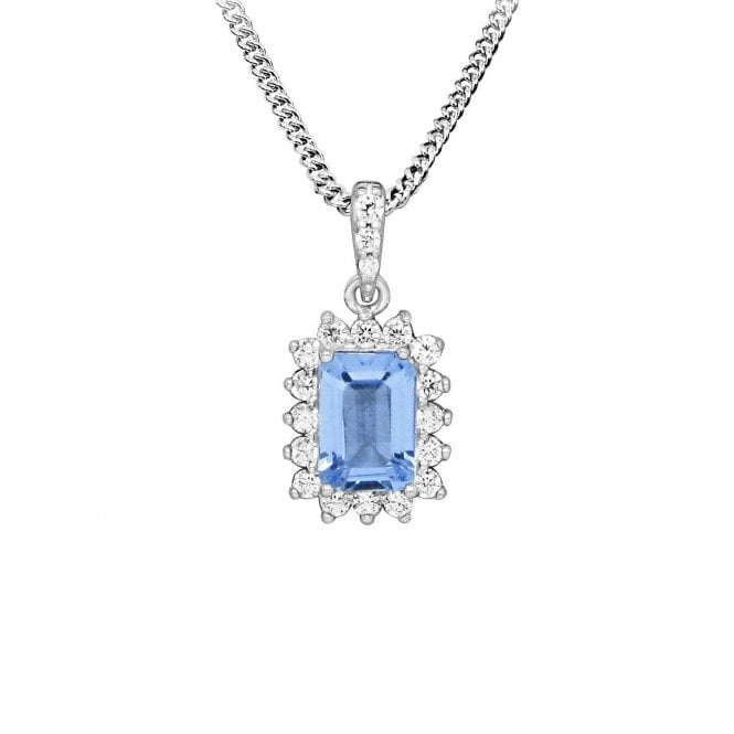 Hope Square Blue Topaz Pendant Necklace