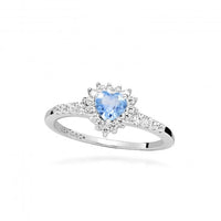 Hope Heart Blue Topaz Ring, Size 56