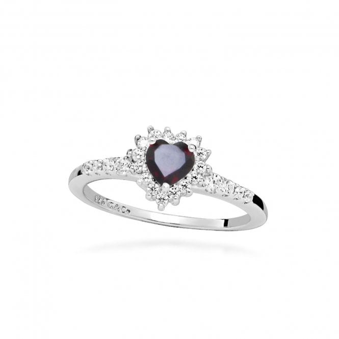 Hope Heart Red Garnet Ring, Size 56