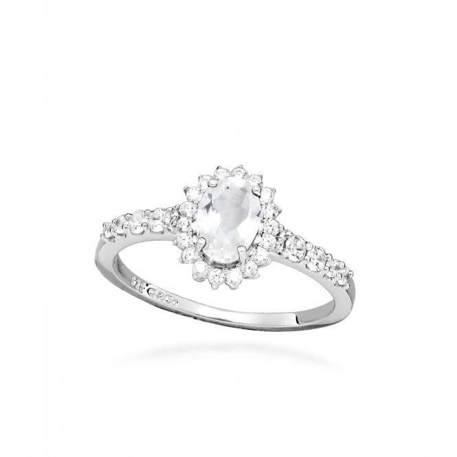 Hope Oval White Topaz Ring, Size 56