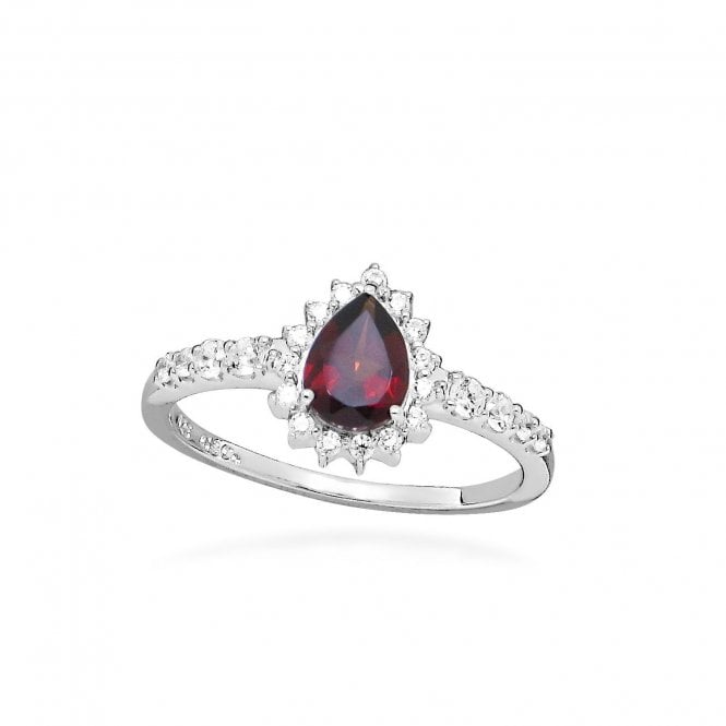 Hope Teardrop Red Garnet Ring, Size 54