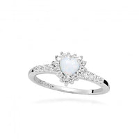 Hope Heart Multicoloured Opal Ring, Size 56