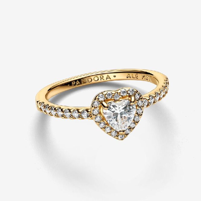 Gold Elevated Heart Ring, Size 52
