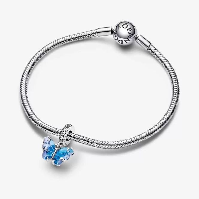 Blue Murano Glass Butterfly Dangle Charms