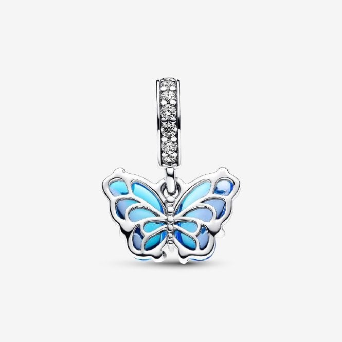 Blue Murano Glass Butterfly Dangle Charms