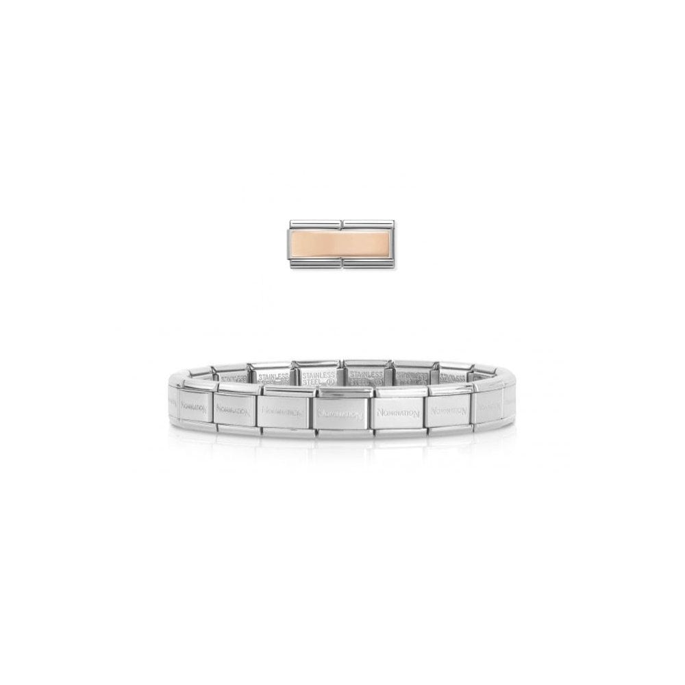Rose Gold Engravable Double Plate Charm Bracelet