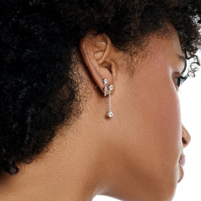Silver Tender Waterfall Earrings with White Topaz