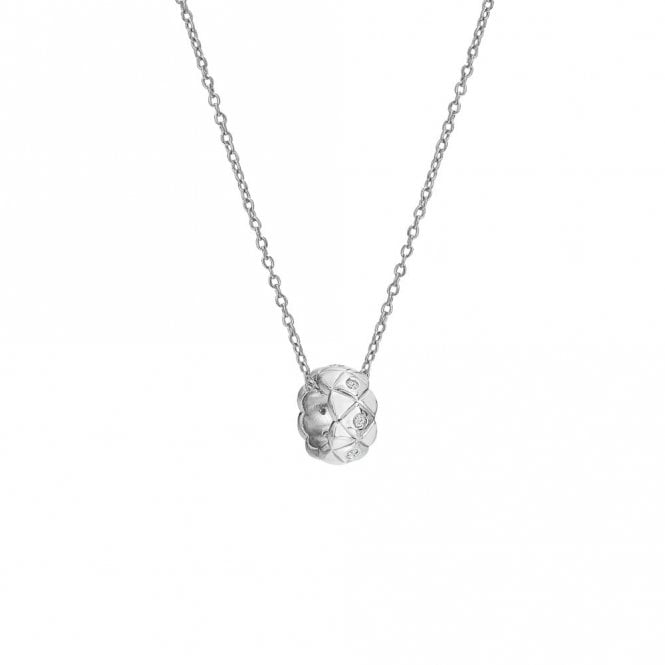 Silver Quilted Pendant with White Topaz