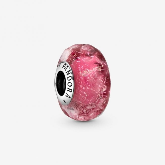Wavy Fancy Pink Murano Glass Charms