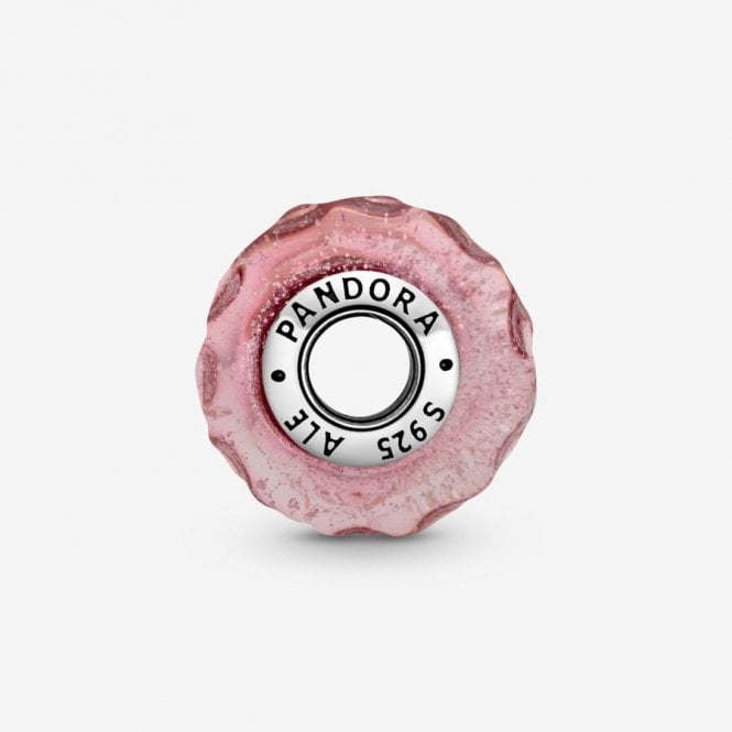 Wavy Fancy Pink Murano Glass Charms