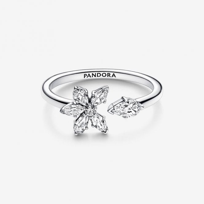 Sparkling Herbarium Cluster Open Ring, Size 60