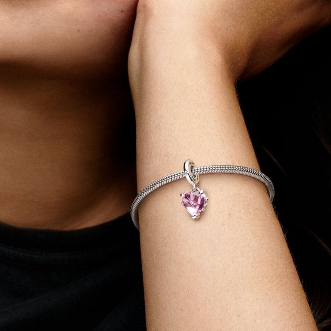 Pink Family Tree & Heart Dangle Charms