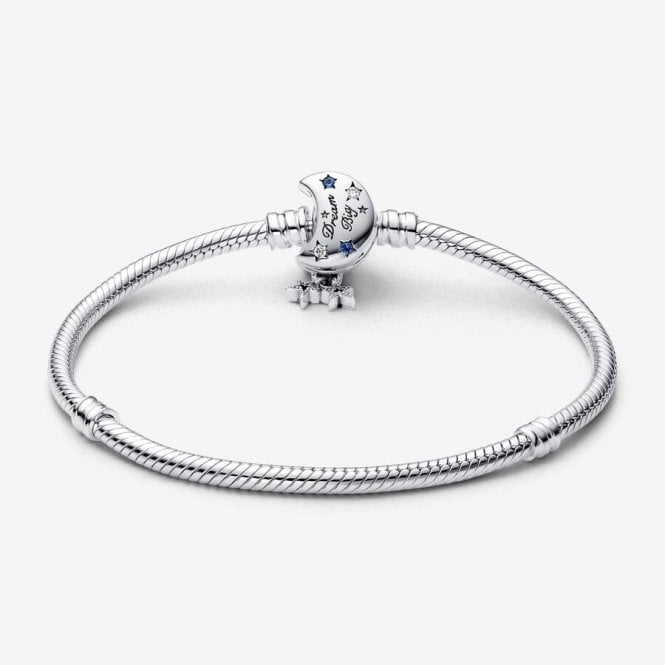Moments Sparkling Moon Clasp Snake Chain Bracelet, 19cm