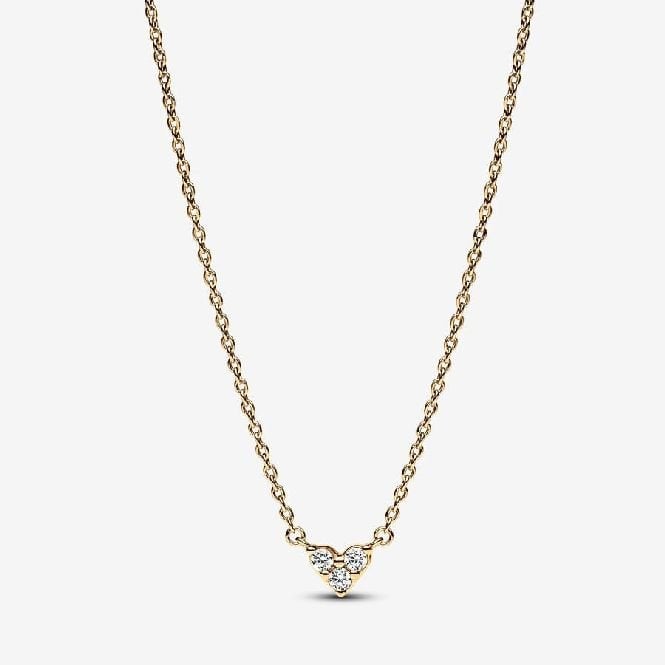 Gold Triple Stone Heart Collier Necklace, 45cm