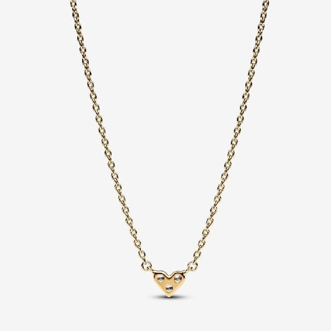 Gold Triple Stone Heart Collier Necklace, 45cm