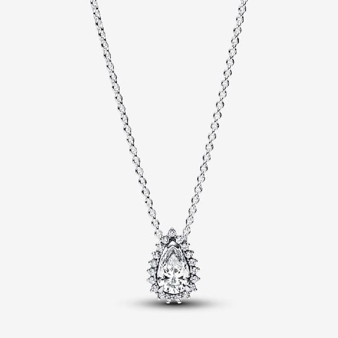 Sparkling Pear Halo Collier Necklace, 45cm