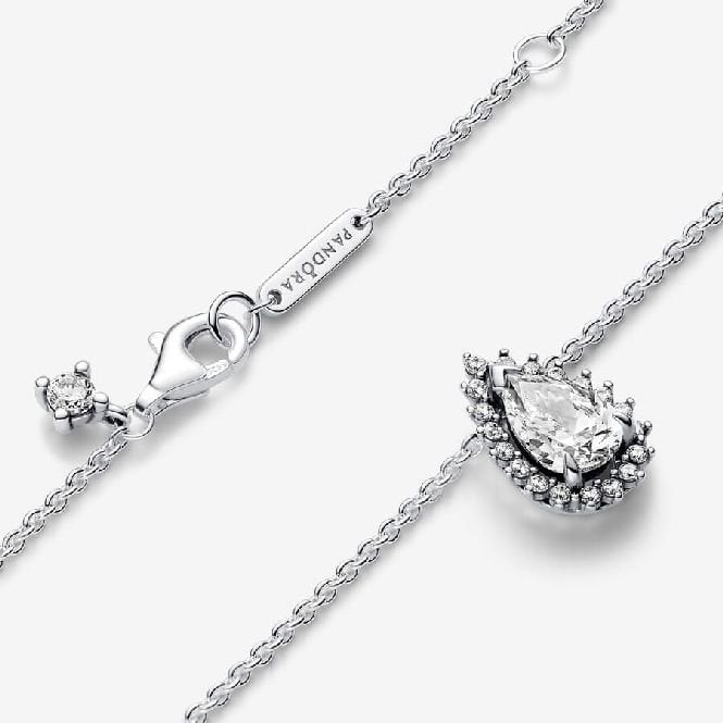 Sparkling Pear Halo Collier Necklace, 45cm