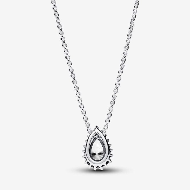 Sparkling Pear Halo Collier Necklace, 45cm
