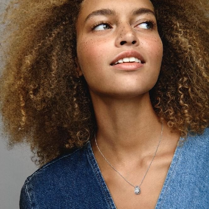 Sparkling Pear Halo Collier Necklace, 45cm