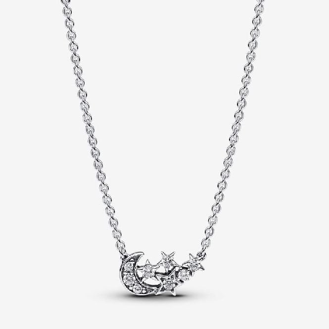 Sparkling Moon & Star Collier Necklace, 45cm
