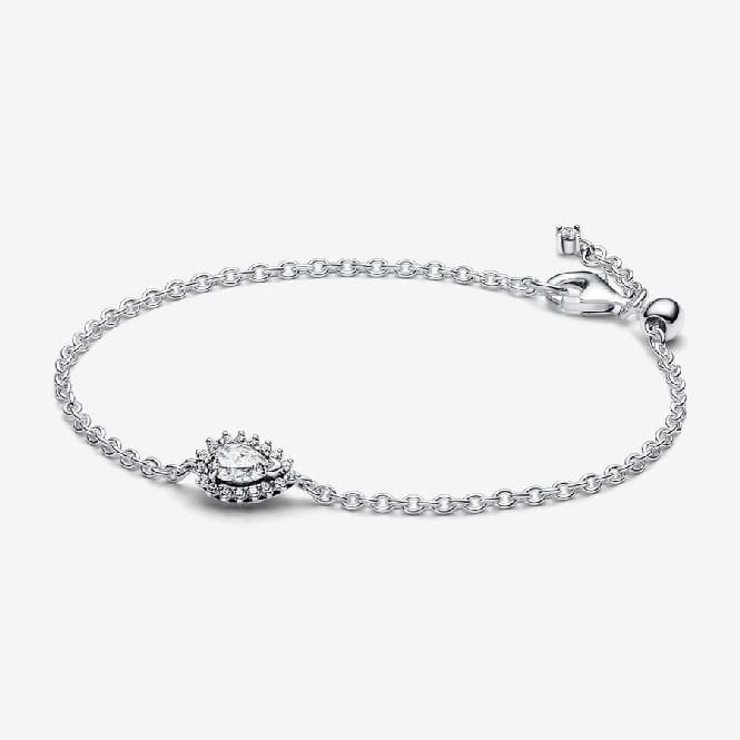 Sparkling Pear Halo Chain Bracelet, 18cm