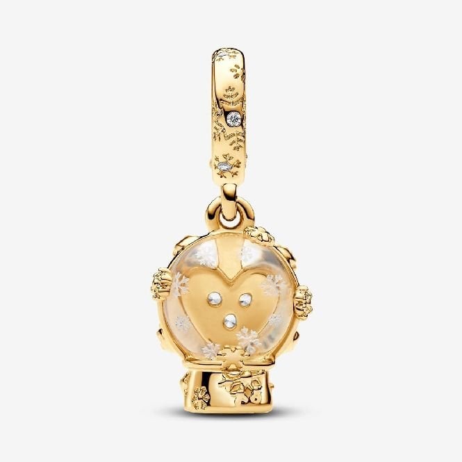 Gold Heart Snowflake Snow Globe Dangle Charms