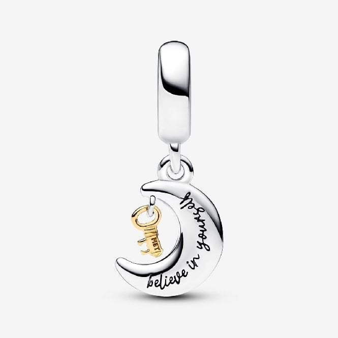 Two-Tone Key & Moon Dangle Charms