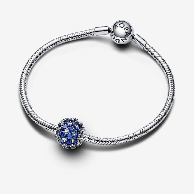 Sparkling Pave Round Blue Charms