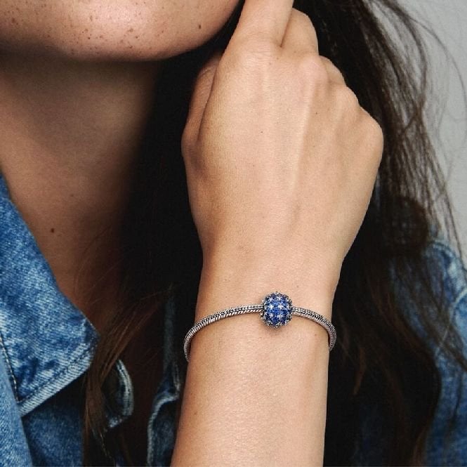Sparkling Pave Round Blue Charms