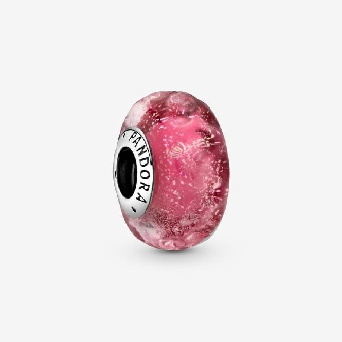 Wavy Fancy Pink Murano Glass Charms