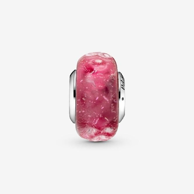 Wavy Fancy Pink Murano Glass Charms
