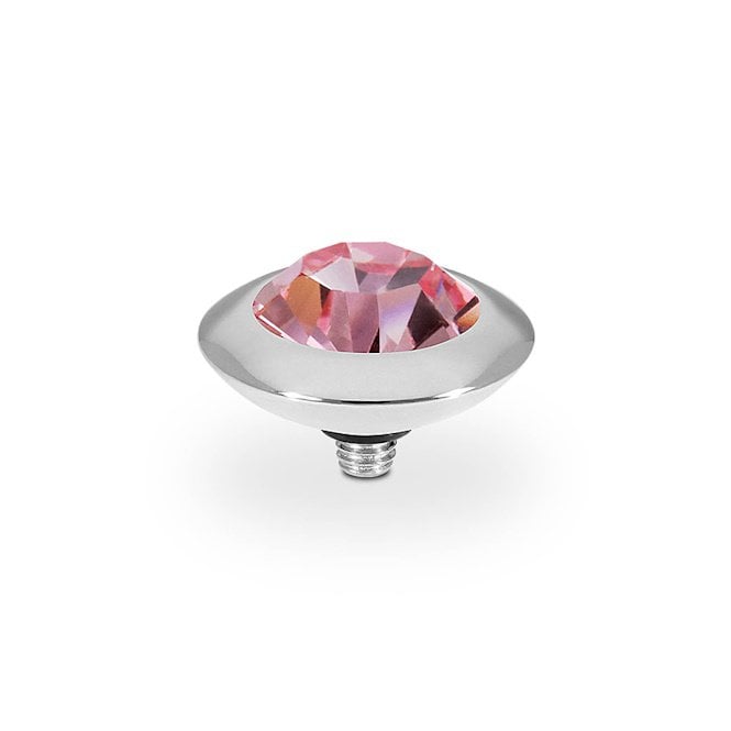 Tondo Silver and Light Rose Crystal Ring Gem Top, 13mm