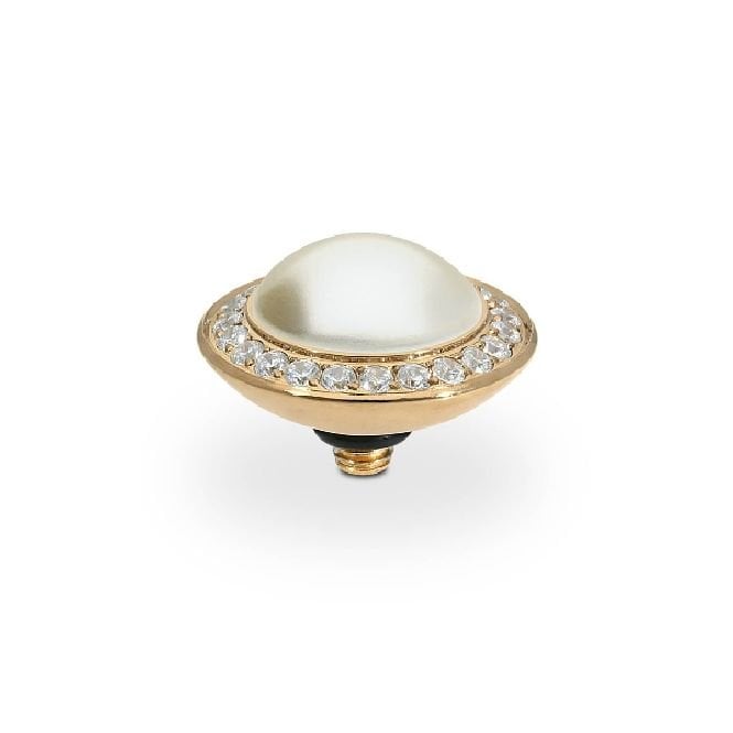 Tondo Deluxe Gold and Cream Pearl Crystal Ring Gem Top, 13mm