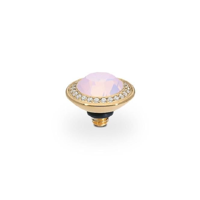 Tondo Deluxe Gold and Pink Rose Opal Crystal Ring Gem Top, 9mm