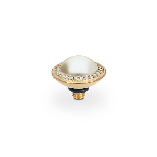 Tondo Deluxe Gold and Cream Pearl Crystal Ring Gem Top, 9mm