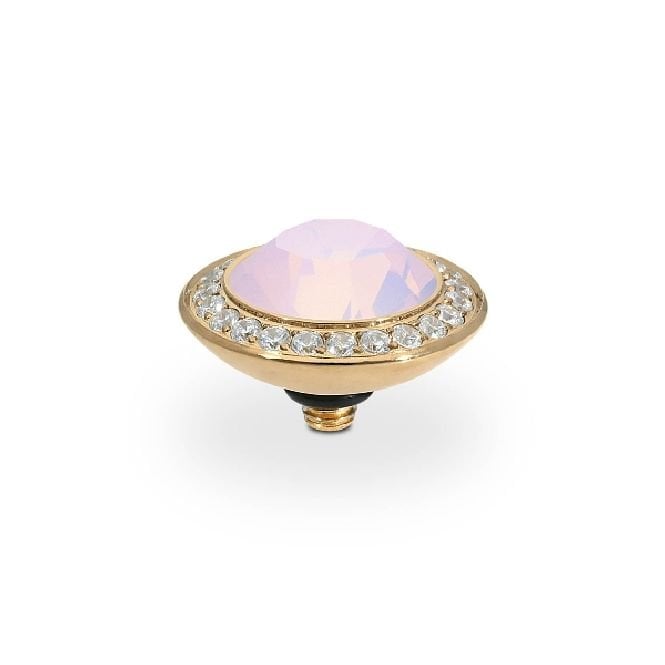 Tondo Deluxe Gold and Pink Rose Opal Crystal Ring Gem Top, 13mm