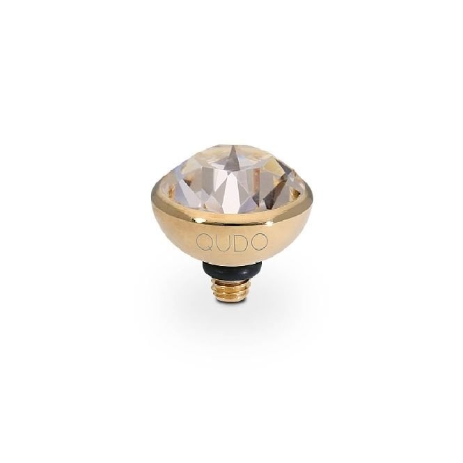 Bottone Gold and Pink Silk Crystal Ring Gem Top, 10mm
