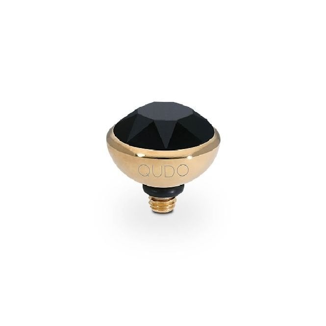 Bottone Gold and Jet Crystal Ring Gem Top, 10mm