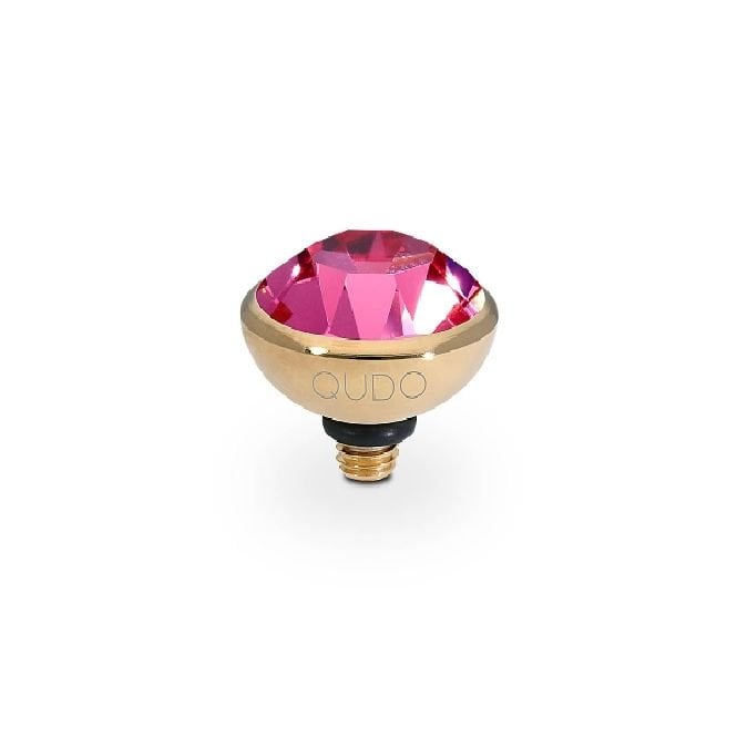 Bottone Gold and Pink Rose Crystal Ring Gem Top, 10mm