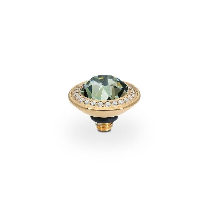 Tondo Deluxe Gold and Black Diamond Crystal Ring Gem Top, 9mm