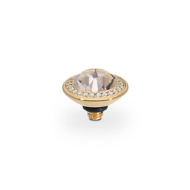 Tondo Deluxe Gold and Pink Silk Crystal Ring Gem Top, 9mm