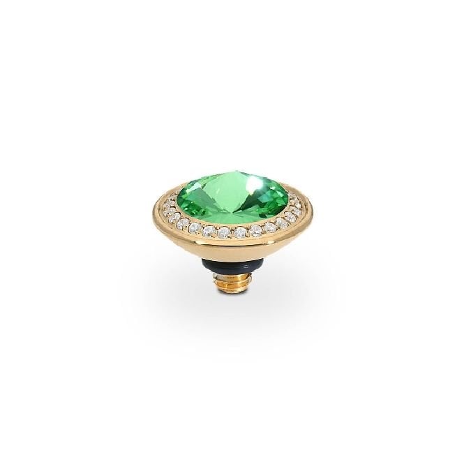 Tondo Deluxe Gold and Green Peridot Crystal Ring Gem Top, 9mm