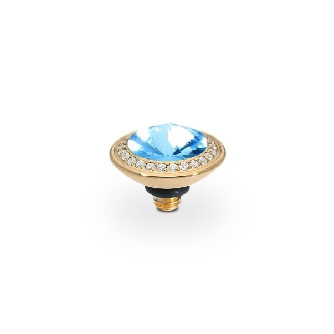 Tondo Deluxe Gold and Aquamarine Crystal Ring Gem Top, 9mm