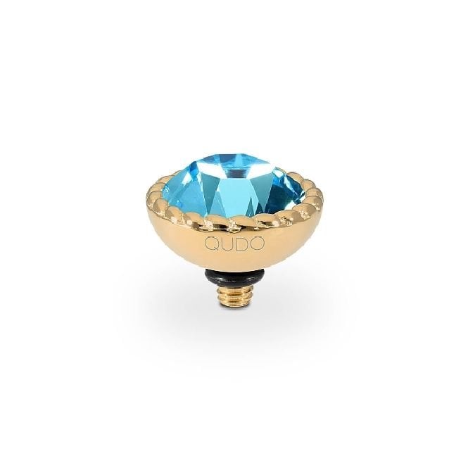 Bocconi Gold and Aquamarine Crystal Ring Gem Top, 11mm