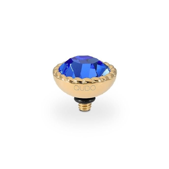 Bocconi Gold and Blue Sapphire Crystal Ring Gem Top, 11mm