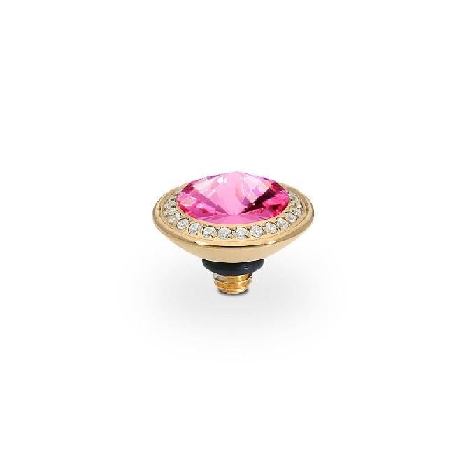 Tondo Deluxe Gold and Pink Rose Crystal Ring Gem Top, 9mm