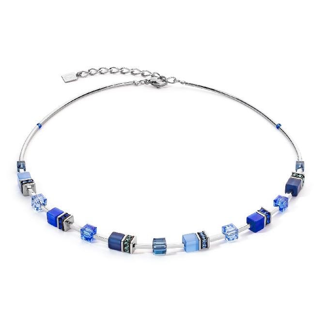 GeoCUBE Iconic Lite Necklace in Silver & Blue